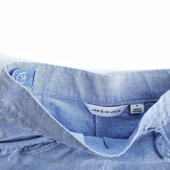 Janie & Jack Chambray Shorts Dressy Seersucker Style Zip side - Picture 3 of 4